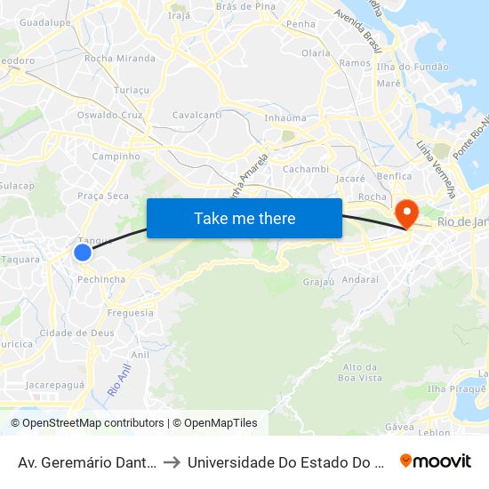 Av. Geremário Dantas | Cartório Do Tanque to Universidade Do Estado Do Rio De Janeiro - Campus Maracanã map
