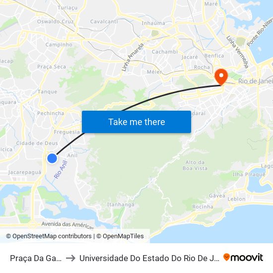 Praça Da Gardênia Azul to Universidade Do Estado Do Rio De Janeiro - Campus Maracanã map