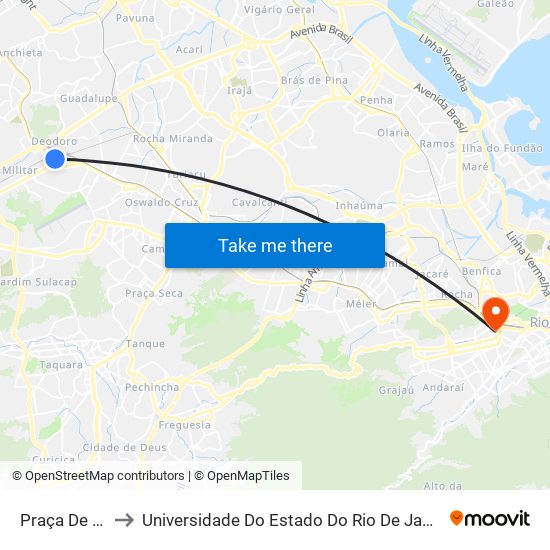 Praça De Deodoro to Universidade Do Estado Do Rio De Janeiro - Campus Maracanã map