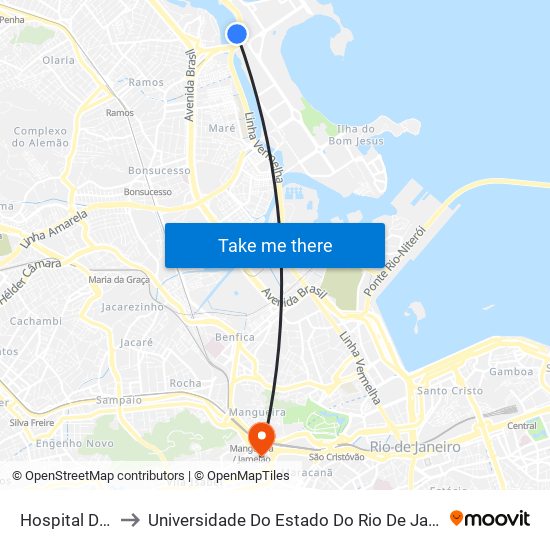 Hospital Do Fundão to Universidade Do Estado Do Rio De Janeiro - Campus Maracanã map