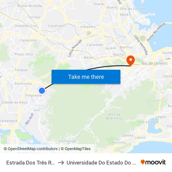 Estrada Dos Três Rios - Estrada Do Bananal to Universidade Do Estado Do Rio De Janeiro - Campus Maracanã map