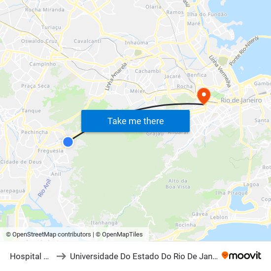 Hospital Rios D'Or to Universidade Do Estado Do Rio De Janeiro - Campus Maracanã map