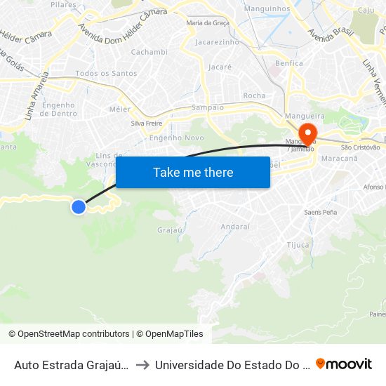 Auto Estrada Grajaú - Jacarepaguá, 4393-4751 to Universidade Do Estado Do Rio De Janeiro - Campus Maracanã map