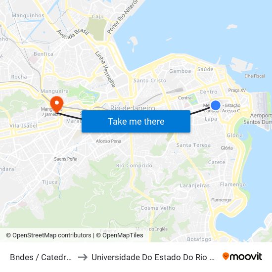 Bndes / Catedral Metropolitana to Universidade Do Estado Do Rio De Janeiro - Campus Maracanã map