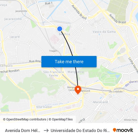 Avenida Dom Hélder Câmara, 186-312 to Universidade Do Estado Do Rio De Janeiro - Campus Maracanã map