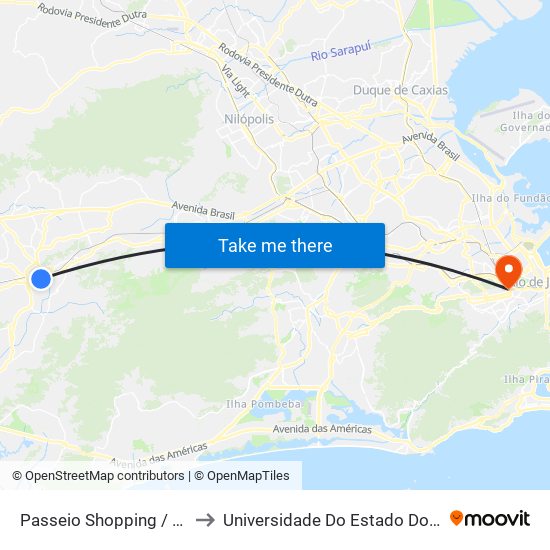 Passeio Shopping / Guanabara Campo Grande I to Universidade Do Estado Do Rio De Janeiro - Campus Maracanã map