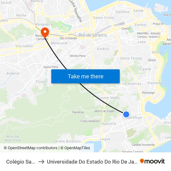 Colégio Santo Inácio to Universidade Do Estado Do Rio De Janeiro - Campus Maracanã map