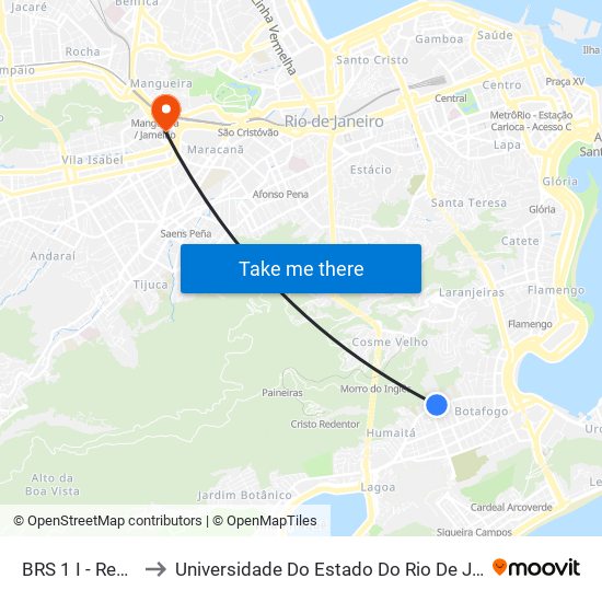 BRS 1 I - Real Grandeza to Universidade Do Estado Do Rio De Janeiro - Campus Maracanã map