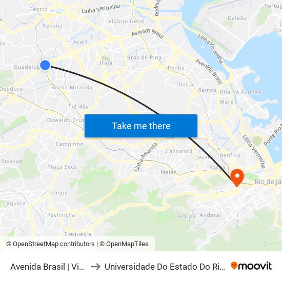 Avenida Brasil | Viaduto De Barros Filho to Universidade Do Estado Do Rio De Janeiro - Campus Maracanã map