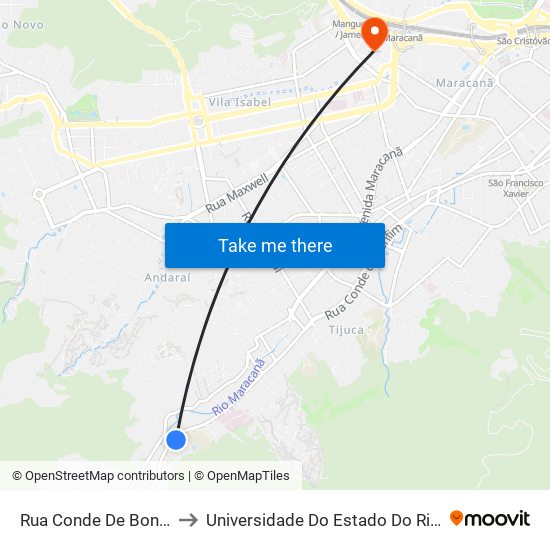 Rua Conde De Bonfim | Antigo Carrefour to Universidade Do Estado Do Rio De Janeiro - Campus Maracanã map