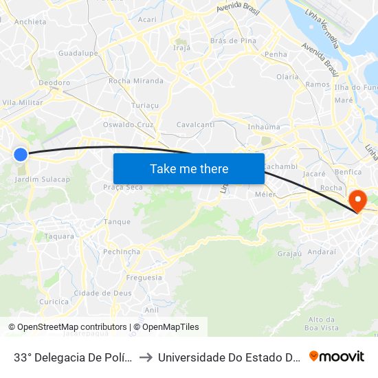 33° Delegacia De Polícia / Parque Shopping Sulacap to Universidade Do Estado Do Rio De Janeiro - Campus Maracanã map