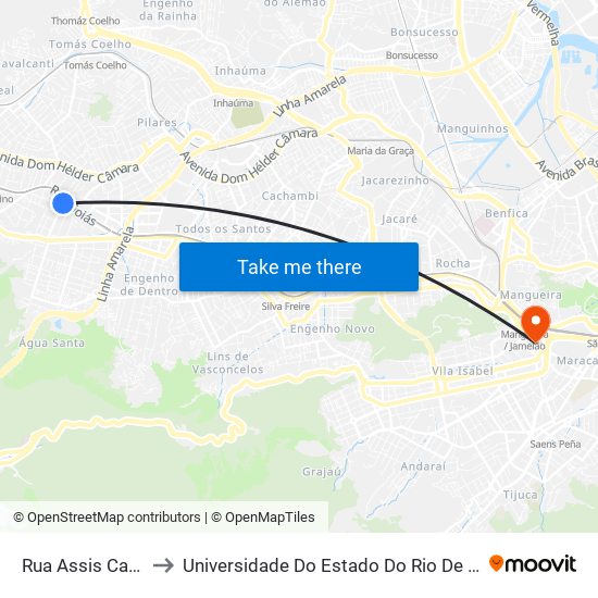 Rua Assis Carneiro, 70-80 to Universidade Do Estado Do Rio De Janeiro - Campus Maracanã map