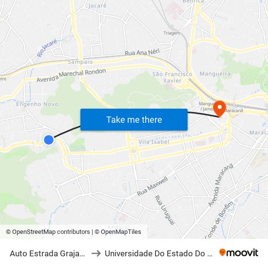 Auto Estrada Grajaú - Jacarepaguá, 452-522 to Universidade Do Estado Do Rio De Janeiro - Campus Maracanã map