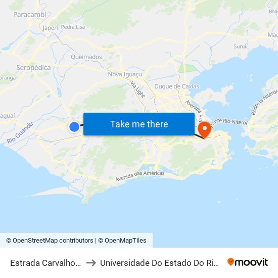 Estrada Carvalho Ramos, 1245-1347 to Universidade Do Estado Do Rio De Janeiro - Campus Maracanã map