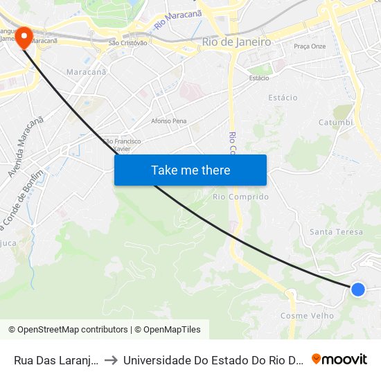 Rua Das Laranjeiras, 523-533 to Universidade Do Estado Do Rio De Janeiro - Campus Maracanã map