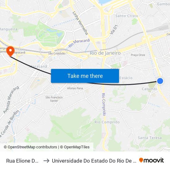 Rua Elione De Almeida, 28 to Universidade Do Estado Do Rio De Janeiro - Campus Maracanã map