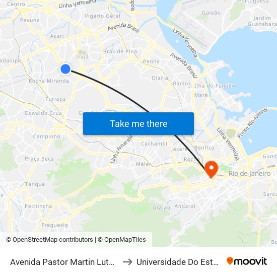 Avenida Pastor Martin Luther King Junior | Metrô Colégio (Sentido Del Castilho) to Universidade Do Estado Do Rio De Janeiro - Campus Maracanã map