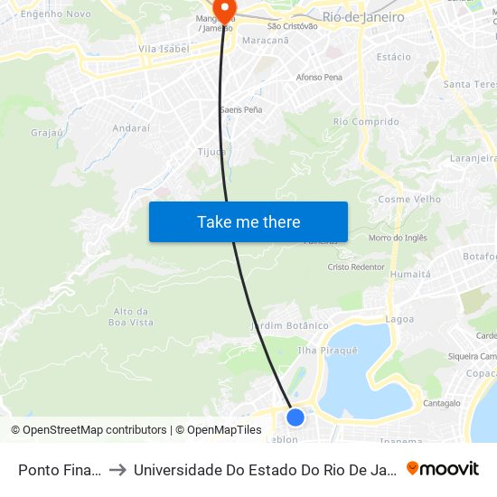 Ponto Final - Leblon to Universidade Do Estado Do Rio De Janeiro - Campus Maracanã map