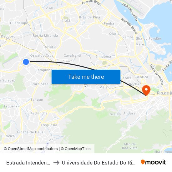 Estrada Intendente Magalhães, 1041 to Universidade Do Estado Do Rio De Janeiro - Campus Maracanã map