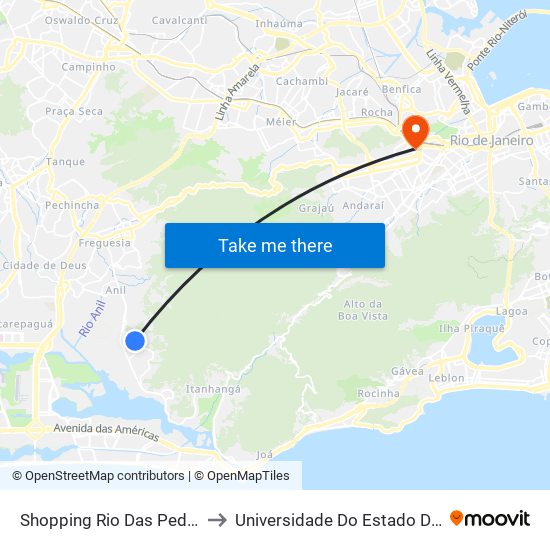 Shopping Rio Das Pedras (Antigo Castelo Das Pedras) to Universidade Do Estado Do Rio De Janeiro - Campus Maracanã map