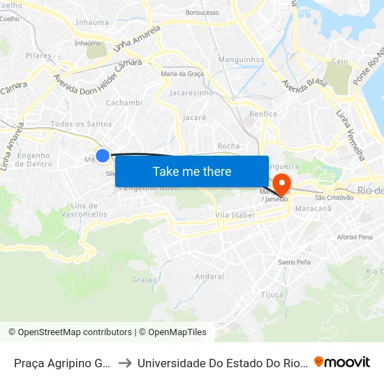 Praça Agripino Griecco | Baixo Méier to Universidade Do Estado Do Rio De Janeiro - Campus Maracanã map