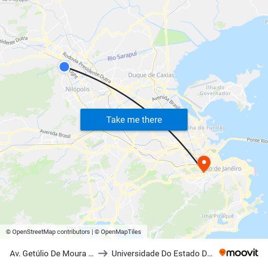 Av. Getúlio De Moura 890-946 - Centro Nova Iguaçu to Universidade Do Estado Do Rio De Janeiro - Campus Maracanã map