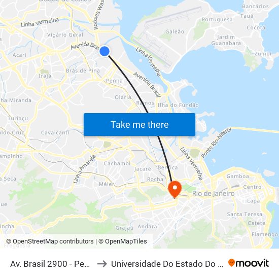 Av. Brasil 2900 - Penha Circular Rio De Janeiro to Universidade Do Estado Do Rio De Janeiro - Campus Maracanã map