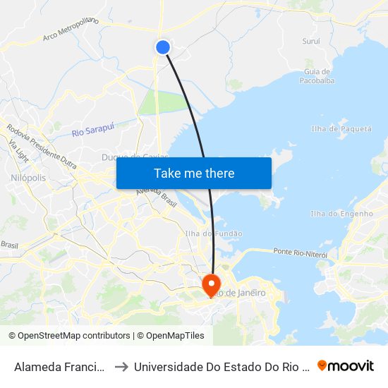 Alameda Francisco De Miranda, 2 to Universidade Do Estado Do Rio De Janeiro - Campus Maracanã map