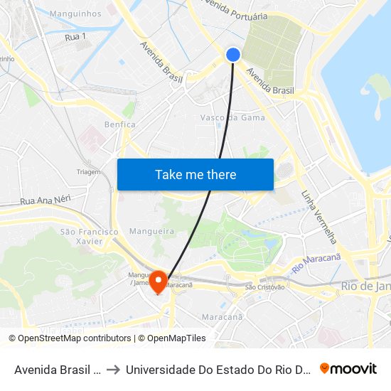 Avenida Brasil | Passarela 03 to Universidade Do Estado Do Rio De Janeiro - Campus Maracanã map