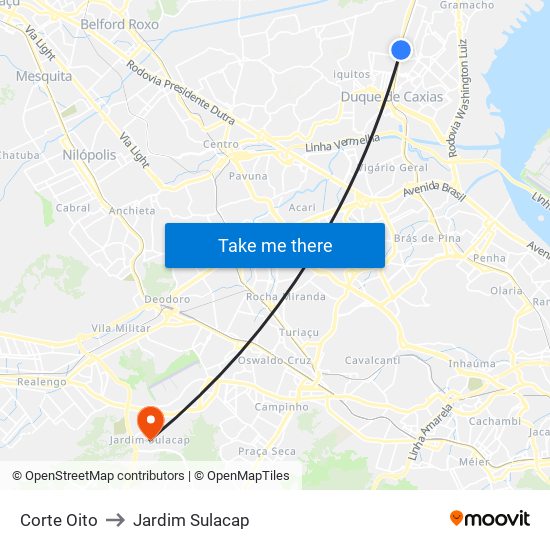 Corte Oito to Jardim Sulacap map