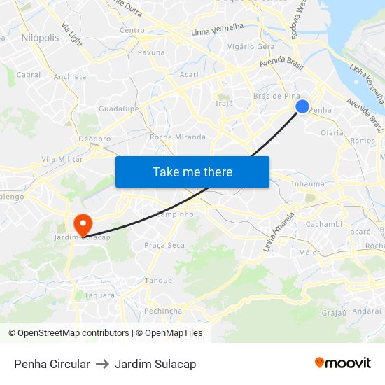 Penha Circular to Jardim Sulacap map