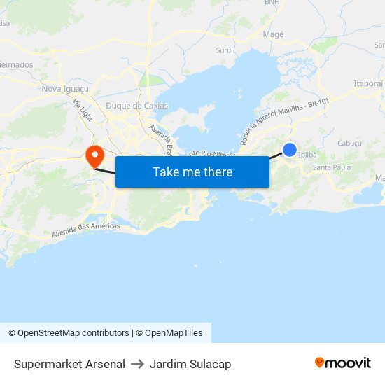 Supermarket Arsenal to Jardim Sulacap map