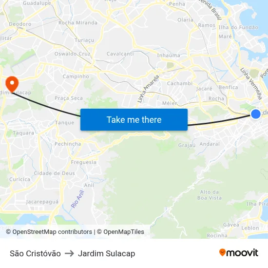 São Cristóvão to Jardim Sulacap map