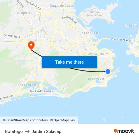 Botafogo to Jardim Sulacap map