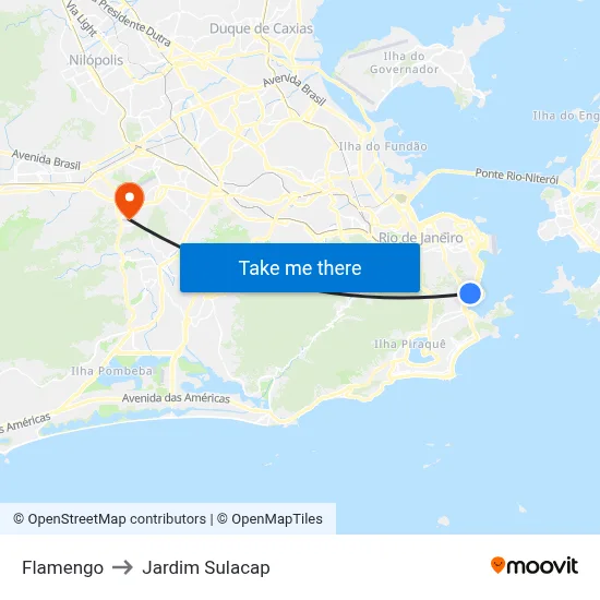 Flamengo to Jardim Sulacap map
