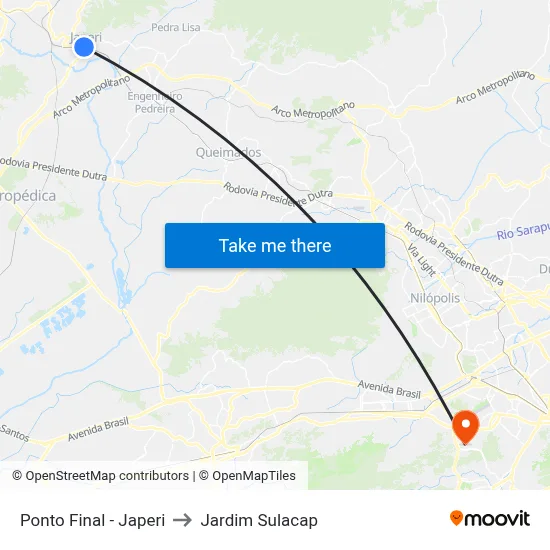 Ponto Final - Japeri to Jardim Sulacap map