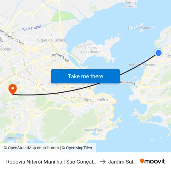 Rodovia Niterói-Manilha | São Gonçalo Shopping to Jardim Sulacap map