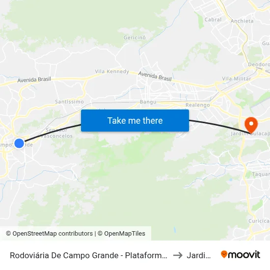 Rodoviária De Campo Grande - Plataforma D (Campo Grande E Jabour - Executivo) to Jardim Sulacap map