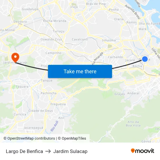 Largo De Benfica to Jardim Sulacap map