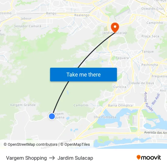 Vargem Shopping to Jardim Sulacap map