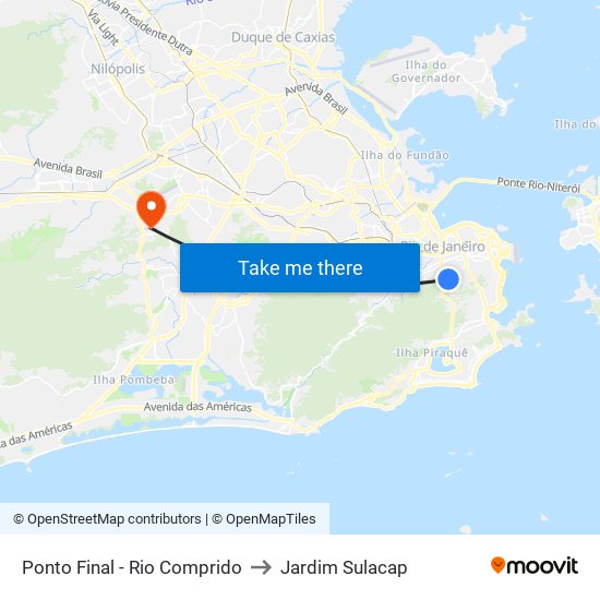 Ponto Final - Rio Comprido to Jardim Sulacap map