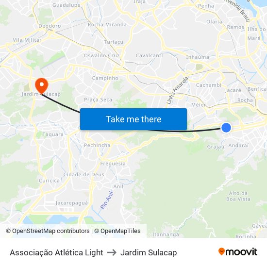 Associação Atlética Light to Jardim Sulacap map