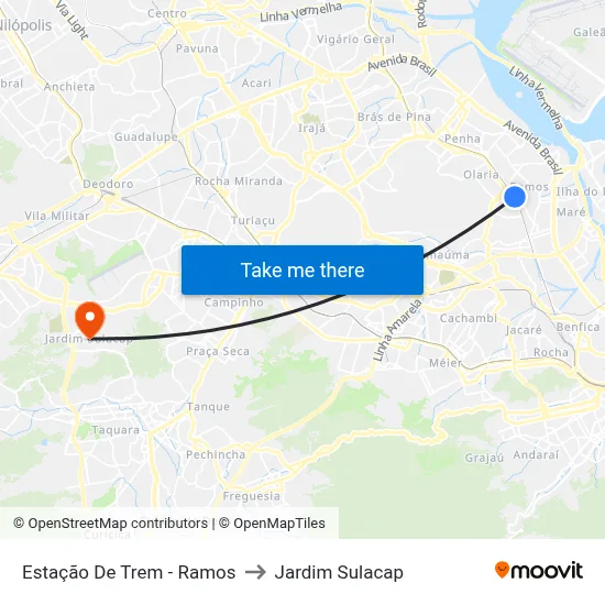 Estação De Trem - Ramos to Jardim Sulacap map