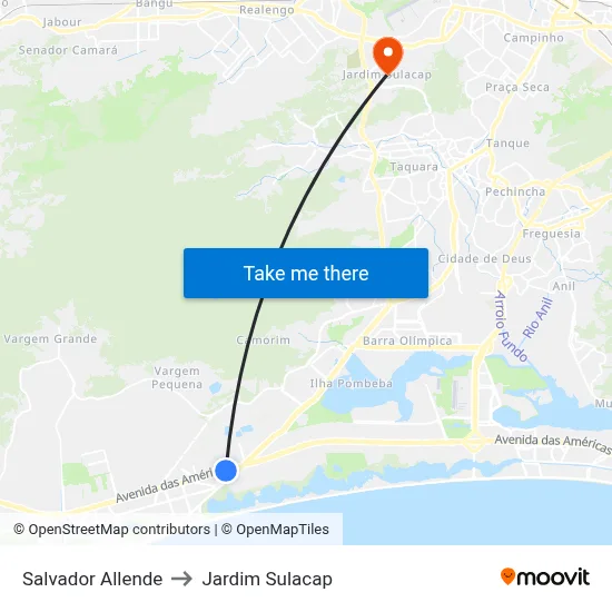 Salvador Allende to Jardim Sulacap map