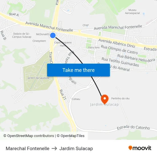 Marechal Fontenelle to Jardim Sulacap map