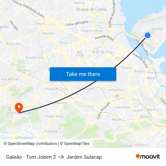 Galeão - Tom Jobim 2 to Jardim Sulacap map