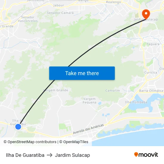Ilha De Guaratiba to Jardim Sulacap map