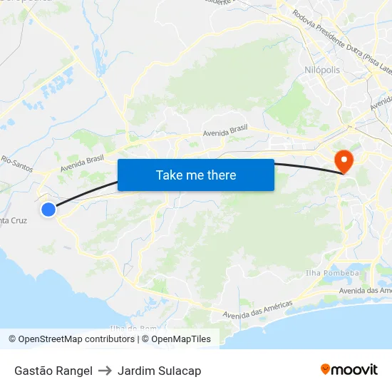 Gastão Rangel to Jardim Sulacap map