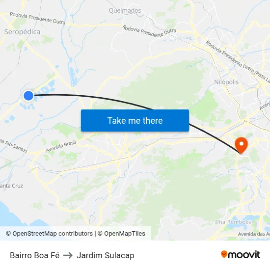Bairro Boa Fé to Jardim Sulacap map
