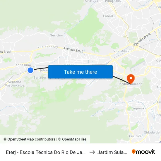 Eterj - Escola Técnica Do Rio De Janeiro to Jardim Sulacap map